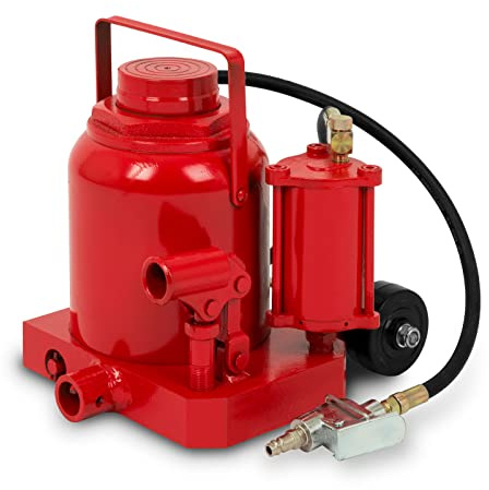 EBERTH Pneumatischer Wagenheber hydraulischer Stempelwagenheber 50T Druckluft, 405 mm maximale Höhe, 255 mm Mindesthöhe, 1/4 Druckluftanschluss, pneumatisch, hydraulisch, Räder, Sicherheitsventil