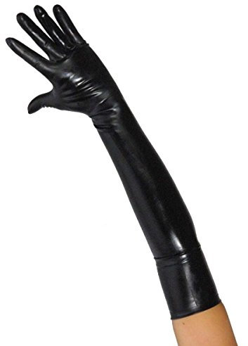 Styleplanet Latexhandschuhe lange Latex Handschuhe Gummihandschuhe Lang Latex Schwarz Gummihandschuhe, Farbe:Schwarz, Größe:XL