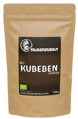 Kubeben Pfeffer BIO (100g) [Ganze Körner für Ihre Pfeffermühle] Tausendkraut