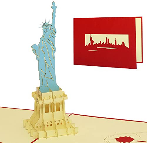LINPOPUP®, LIN17185, Pop Up 3D Karte, Glückwunschkarte, Reisegutschein, Städtereise New York, Pop Up Karte Amerika, Freiheitsstatue, N186