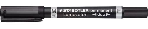 Staedtler Lumocolor Permanent Markers 348 B 9 Duo, Refillable, 0.6 mm and 1.5 – 4 mm Black