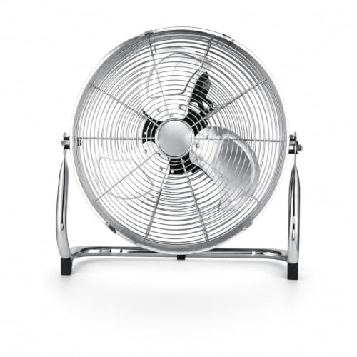 SOGO Ventilador Industrial de Suelo 23 cm 45W con Aspas de Metal - Ventilador Potente Inclinable con 3 Velocidades - Ventilador Sobremesa Industrial Cromado de Gran Caudal de Aire A