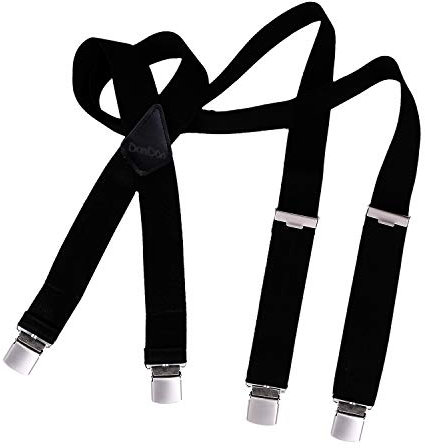 DonDon Herren Hosenträger 3,5 cm breit mit 4 extra starken matt gebürsteten Clips in X-Form schwarz