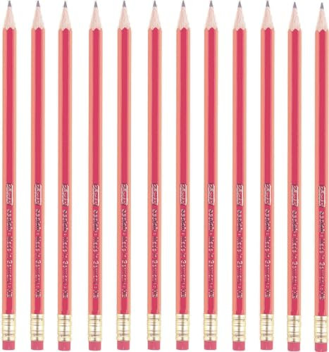 herlitz 8850604 Schulbleistifte HB mit integriertem Radiergummi aus FSC-Holz, lackiert