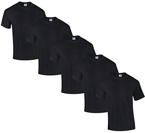 Gildan 5 Stück Heavy Cotton T-Shirt Herren Shirt S - 3XL Schwarz Weiß