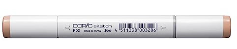 COPIC Sketch Marker Typ R - 02, Rose Salmon, professioneller Pinselmarker, mit einer Super-Brush-Spitze und einer Medium-Broad-Spitze