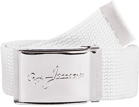 2Stoned Hosengürtel Stoffgürtel 4cm mit A.J. Jones Chromschnalle in Weiss für Damen und Herren