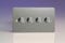 Varilight 4-Gang 2-Way V-Pro Push On/Off Rotary LED Dimmer 4 x 0-120W (Twin Plate) Brushed Steel