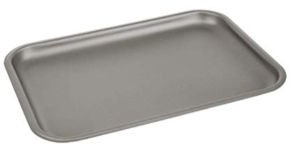 Vogue Baking Sheet Hard Anodised - 420x305x20mm 16 1/2x12x 3/4 | Thick commercial gauge design distributes heat evenly to prevent warping, ideal for busy bakery environments.