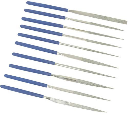 10 Piece 140mm x 3mm Diamond Needle File Set - Parallel, Taper, Round, Knife