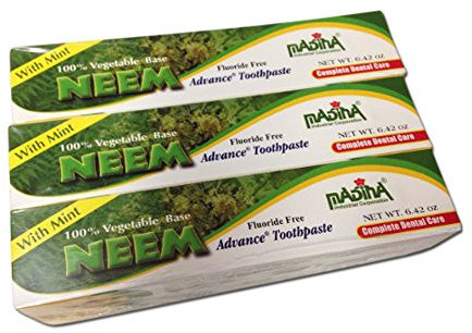 6 Tubes Madina Neem Toothpaste 100% Vegetable Base Flouride Free Advance Mint by madina