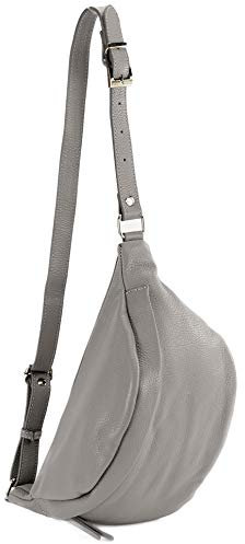 modamoda de - T77 - ital. Hüfttasche Bauchtasche Brusttasche Medium aus weichem Leder, Farbe:Grau