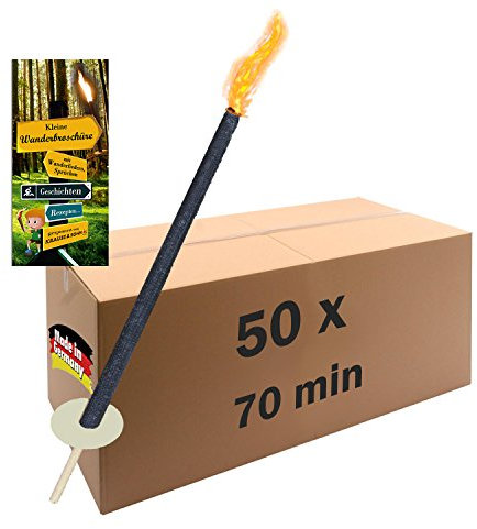 Krause & Sohn 50 St. Fackel 70 Min. Brennzeit - Top Qualitätsfackel - Made in Germany - Wachsfackel inkl. Broschüre