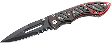 COUTEAU HERBERTZ METAL NOIR/ROUGE 11CM SEMI-DENTEE INOX