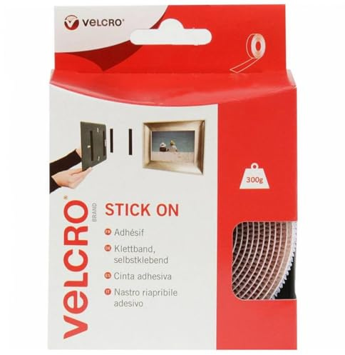 Velcro VEL-EC60214 20mm x 2.5m Brand Stick on Tape - White (Brand Stick WHITE, 1)