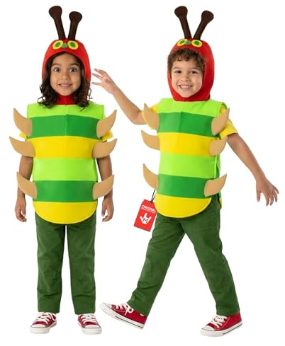 Fun Shack Grön Larv Kostym för Barn, Djurdräkt Flickor Pojkar, Halloween Maskerad Karneval Utklädnad, Insekt Tema, S