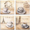 ARTland Wanddeko Glasbilder Wandbild Glas Bild Set 4 teilig je Quadratisch Kaffee Cafe Coffee Cappuccino Italien Frankreich Pisa Paris S6MM