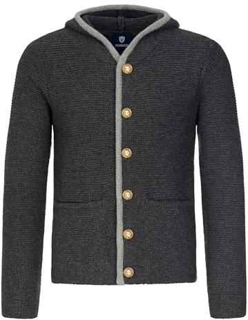 Almbock Herren Strickjacke mit Kapuze, schwarz anthrazit, Größe XXL