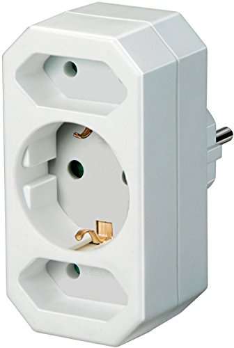 Doppelpack Brennenstuhl Adapterstecker Euro 2 + Schutzkontakt 1 weiß, 1508050 (2, 1 Schuko 2 Euro)