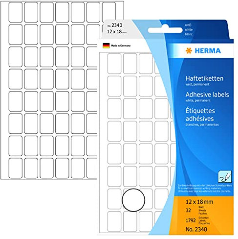 HERMA 2340 Vielzweck-Etiketten, 12 x 18 mm, weiss, Grosspackung