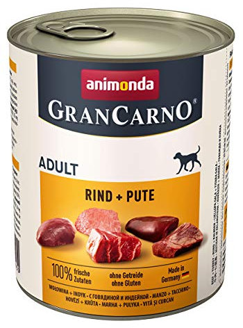 animonda Gran Carno adult Hundefutter, Nassfutter für erwachsene Hunde, Rind + Pute, 6 x 800 g