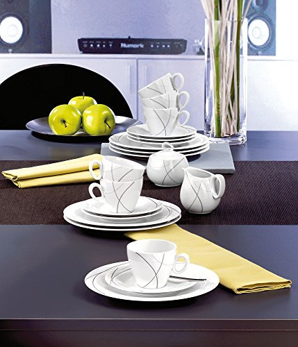 Seltmann Trio Highline Kaffeeservice-Set, Porzellan, Grau, Rund mit Prägungen, Modern, Grafical