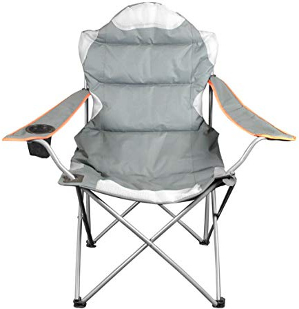 Milestone Camping 12060 Deluxe Outdoor Chair / Grey / Cup Holder and Carry Bag Included / Camping, Beach, Festivals, & Fishing