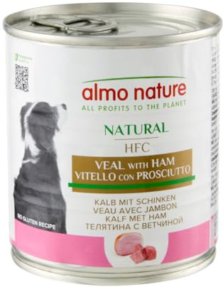 Almo Nature HFC Natural - Nassnahrung für Hunde mit Kalb mit Schinken ursprünglich Lebensmittelqualität und Werden jetzt für Hundenahrung erwendet.