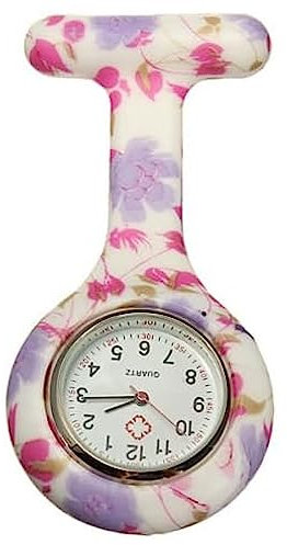 Lizzy Fashion Silicone Nurse Watch Brooch with Pin/Clip, Infection Control Design, Health Care Nurse Doctor Paramedic Medical Brooch Fob Watch (Pattern 01)