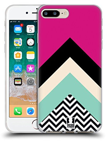Head Case Designs Fucsia Chevron A Blocchi di Colore Custodia in Gel [Protezione di Grado Militare] Compatibile con Apple iPhone 7 Plus/iPhone 8 Plus