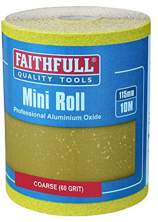 Faithfull FAIAR1060Y 10M Coarse (60 Grit) Sandpaper Roll Yellow (Std) 115mm x 10M