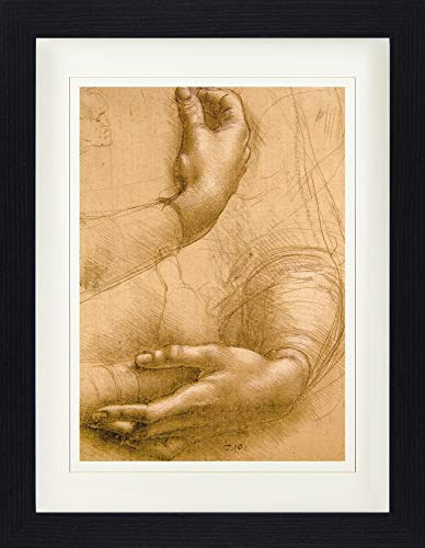 1art1 Leonardo Da Vinci Poster Handstudie, Circa 1478 Gerahmtes Bild Mit Edlem Passepartout | Wand-Bilder | Im Bilderrahmen 40x30 cm