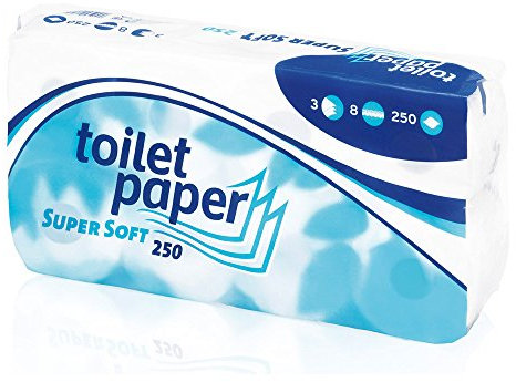 Tapira Toilettenpapier 3-lag. 250 Blatt hochweiß, 9x8=72 Rll Tissue, 9,5x11cm
