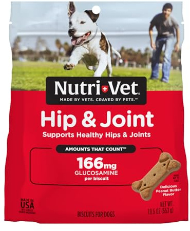 Nutri-Vet Keks für Hüft- und Gelenke für Hunde – leckeres Glucosamin-Leckerli und Gelenkergänzungsmittel für Hunde – Kleiner Keks mit 166 mg Glucosamin – 552 ml – (Packung kann variieren)