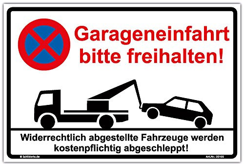 Aufkleber Garageneinfahrt freihalten PVC Vinylaufkleber 300x200 mm