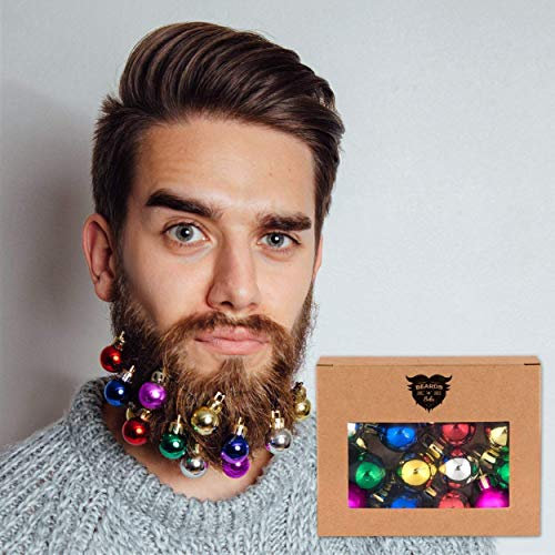Gift Base Bärte N Bobs Bart Weihnachtskugeln (12 Packung) - Bartschmuck - Kunststoff Glas - Weihnachten