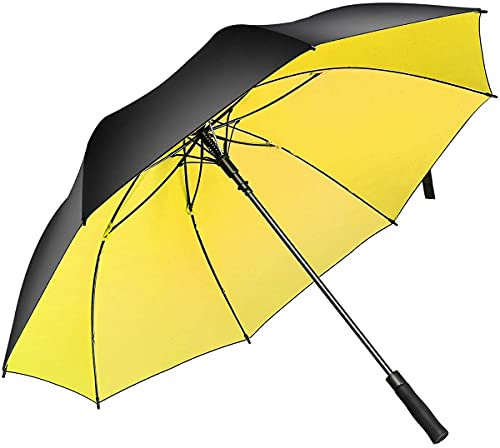 Superbison Dual-Layer Golfschirm 62 Zoll Extra Groß Schirme Automatisch Öffnen Stark Winddichte wasserdichte Regenschirm (Schwarz/Gelb, Umfang 155cm / Durchmesser 132cm)