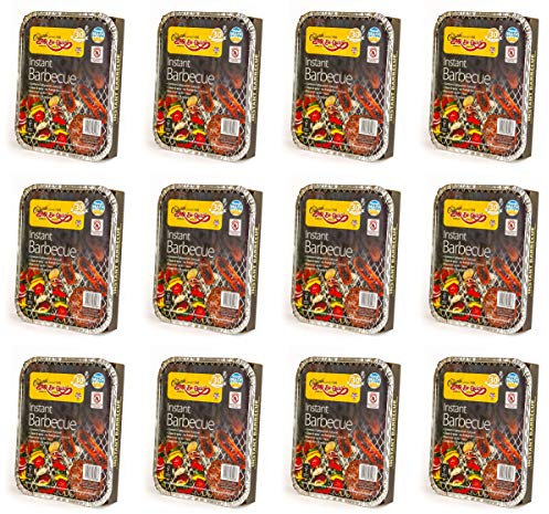 12 X Bar-Be-Quick Instant Barbecue packs- Each pack feeds 4 people-World's best brand leading disposable BBQ