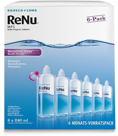 Bausch + Lomb ReNu MPS Kontaktlinsenpflegemittel weiche Linsen, 6-Monatspack, 6 x 240 ml + 6 Linsenbehälter