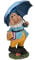 Geschenkestadl Großer Gartenzwerg mit blauem Schirm und Mütze 38,5 cm Bunte Zwerg Figur für Haus und Garten Gnom Schirm Blau