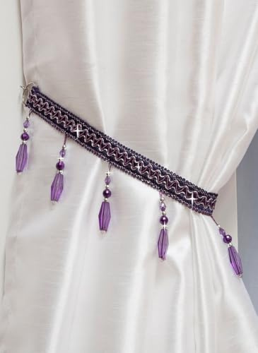 John Aird PAIR (x2) Crystal Beaded Curtain Tie Back (Aubergine)