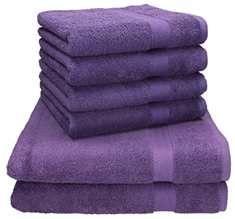 Betz Premium Handtuch-Set - 6 teiliges Handtücher-Set - 2X Duschtücher - 4X Handtücher - 50x100 cm - Lila