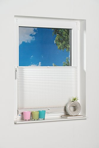 K-home Klemmfix-Doppelplissee 2-in-1 Lichtschutz mit Verdunklung 70 x 210 (B x L) weiß