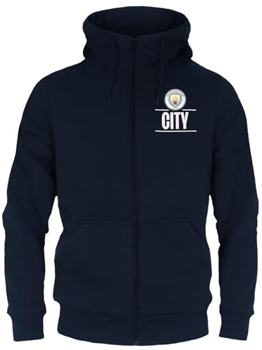 MANCHESTER CITY Mens Hoody Zip Fleece OFFICIAL Football Gift