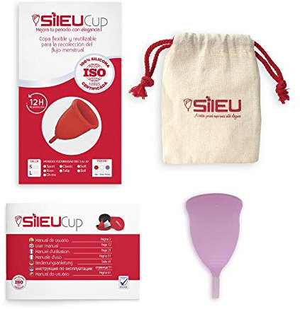 Coppetta Mestruale Sileu Cup Tulip - Ideale Per Principianti, Flessibilità Intermedia, Alternativa a Tamponi e Compresse, Vegan, Ecologica, Nessuna Perdita - Taglia L, Porpora