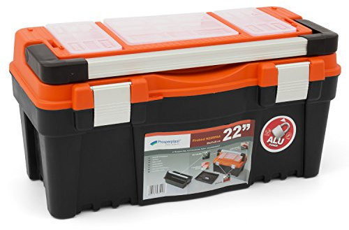 Prosperplast Firebird N22RPAA Stabiler Werkzeugkoffer Werkstattkoffer Metall Griff Heimwerker 22 mit Kleinteilemagazin