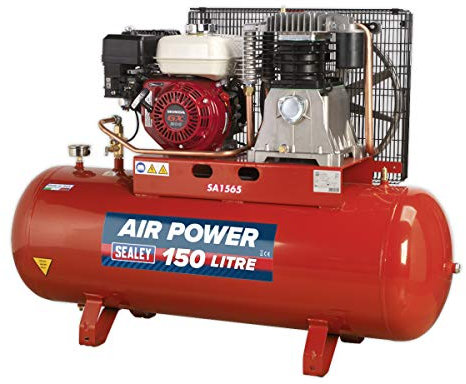 Sealey Sa1565 Compressor 150Ltr Belt Drive Petrol Engine 6.5Hp