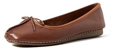 Clarks Women's Freckle Ice Ballet Flats, Dark Tan Lea, 4.5 UK