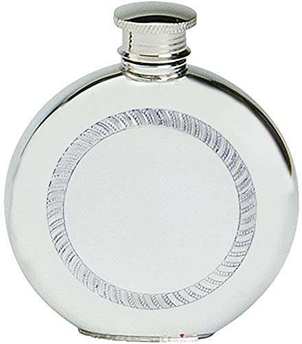 Pewter Hip Flask Plain Design Round 6oz Screw Top Engravable Retirement Gift