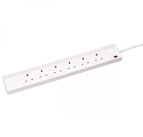 CED TS6213M Extension Lead, 6-Gang, 2 m, White